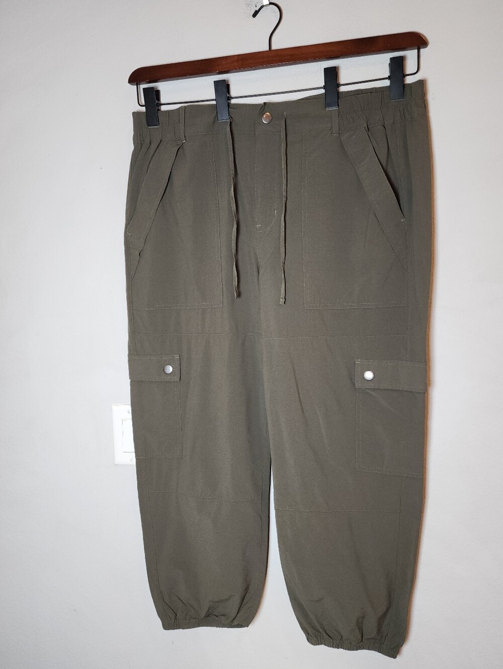 Cabi Quantum Cargo Jogger Pants Green Stretch Women's Size XL